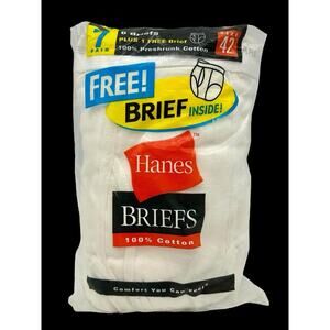 Brand New Vintage 2000 Hanes Briefs Size 42 Underwear 7 Total Pair Sealed Y2K